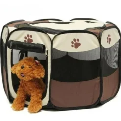 Chenil, Enclos Et Parc Pour Chien,Parc à Chiots Clôture Octogonal Pliable Pour Animaux Chenil Chien 72x45cm，Couleur Du Café -Promos Patto Chou Boutique 100155305 3