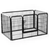 HOMCOM Luxe Parc Enclos Acier 125L X 80l X 70H Cm 4 Panneaux Et 1 Porte Pour Chiens Noir