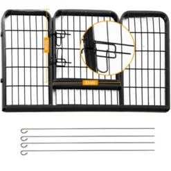 HOMCOM Luxe Parc Enclos Acier 125L X 80l X 70H Cm 4 Panneaux Et 1 Porte Pour Chiens Noir -Promos Patto Chou Boutique 1165570 5