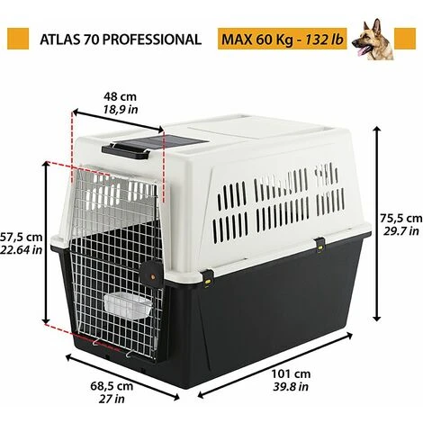 Ferplast ATLAS 70 Transport Pour Chiens De Grande Taille. Variante ATLAS 70 - Mesures: 68.5 X 101 X H 75.5 Cm - Gris 2 Ferplast ATLAS 70 Transport Pour Chiens De Grande Taille. Variante ATLAS 70 - Mesures: 68.5 X 101 X H 75.5 Cm - Gris – Image 2