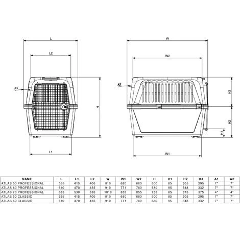 Ferplast ATLAS 70 Transport Pour Chiens De Grande Taille. Variante ATLAS 70 - Mesures: 68.5 X 101 X H 75.5 Cm - Gris 3 Ferplast ATLAS 70 Transport Pour Chiens De Grande Taille. Variante ATLAS 70 - Mesures: 68.5 X 101 X H 75.5 Cm - Gris – Image 3