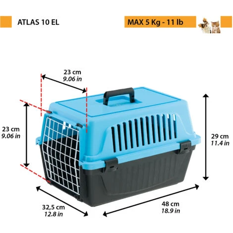 Ferplast ATLAS EL Panier De Transport Pour Chats Et Chiens De Petite Taille. Différentes Couleurs Et Mesures.. Variante 10 EL - Mesures: 32.5 X 48 X H 29 Cm - Bleu Clair 2 Ferplast ATLAS EL Panier De Transport Pour Chats Et Chiens De Petite Taille. Différentes Couleurs Et Mesures.. Variante 10 EL - Mesures: 32.5 X 48 X H 29 Cm - Bleu Clair – Image 2