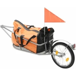 Remorque à Bagages Pour Vélo Avec Sac Orange Et Noir VidaXL