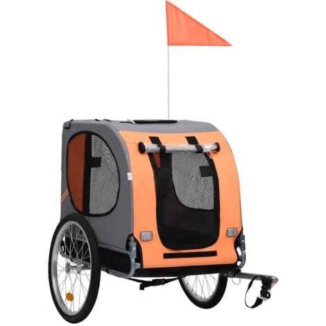 Remorque De Vélo Pour Chiens Orange Et Gris VidaXL 1 Remorque De Vélo Pour Chiens Orange Et Gris VidaXL