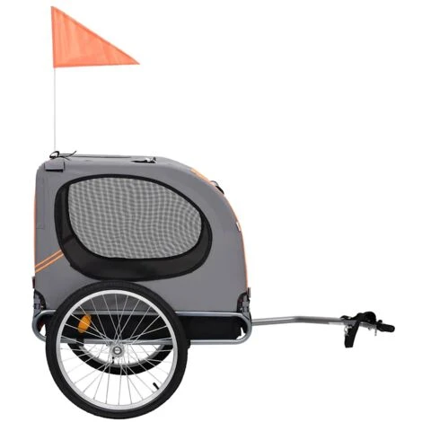 Remorque De Vélo Pour Chiens Orange Et Gris VidaXL 2 Remorque De Vélo Pour Chiens Orange Et Gris VidaXL – Image 2