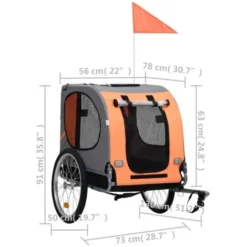 Remorque De Vélo Pour Chiens Orange Et Gris VidaXL 7 Remorque De Vélo Pour Chiens Orange Et Gris VidaXL -Promos Patto Chou Boutique 14190918 3