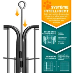 TRESKO Parc Enclos Pour Chiot - 8 Panneaux Hauteur 80 Cm, Noir -Promos Patto Chou Boutique 14828985 3