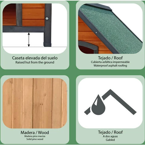 Niche Pour Chien Grand En Bois Gardiun Loki 99x82x86 Cm Avec Toit à 2 Pentes Et Toiture En Asphalte 3 Niche Pour Chien Grand En Bois Gardiun Loki 99x82x86 Cm Avec Toit à 2 Pentes Et Toiture En Asphalte – Image 3