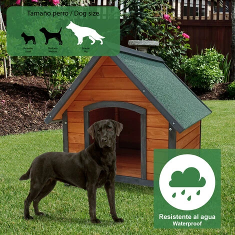 Niche Pour Chien Grand En Bois Gardiun Loki 99x82x86 Cm Avec Toit à 2 Pentes Et Toiture En Asphalte 5 Niche Pour Chien Grand En Bois Gardiun Loki 99x82x86 Cm Avec Toit à 2 Pentes Et Toiture En Asphalte – Image 5