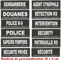 Bandes De Personnalisation (type Sécurité) 16 X 5 Cm Pour Harnais Julius K-9 Désignation : DETECTION K9 Julius K9 600507