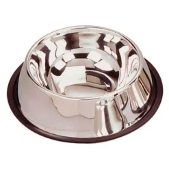 Gamelle Pour Chien En Inox Conique Anti-glisse. Désignation : Gamelle Inox Conique Anti-glisse Diam. Ext. : 18 Cm Capacité : Gamelle Inox Conique Anti-glisse MORIN 153-124