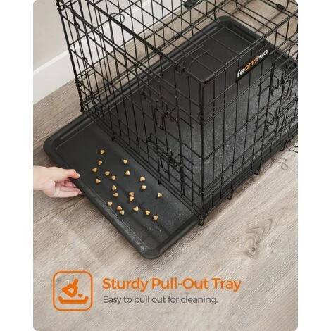 FEANDREA Cage Pour Chiens, 2 Portes, 122cm X 74,5cm X 80,5 Cm, Noir, Par SONGMICS PPD48H 3 FEANDREA Cage Pour Chiens, 2 Portes, 122cm X 74,5cm X 80,5 Cm, Noir, Par SONGMICS PPD48H – Image 3