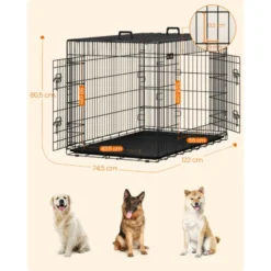 FEANDREA Cage Pour Chiens, 2 Portes, 122cm X 74,5cm X 80,5 Cm, Noir, Par SONGMICS PPD48H 9 FEANDREA Cage Pour Chiens, 2 Portes, 122cm X 74,5cm X 80,5 Cm, Noir, Par SONGMICS PPD48H -Promos Patto Chou Boutique 15929005 5