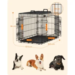 FEANDREA 2 Portes Cage Pour Chien Pliable Et Transportable Avec Poignées Et Plateau 91 X 58 X 64cm Par SONGMICS PPD36H -Promos Patto Chou Boutique 16052833 5