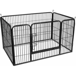 FEANDREA Enclos En Métal Pour Chien, Parc Pour Chiot, Rongeur Et Lapin, Hauteur 70cm, Avec Porte, Noir, Par SONGMICS