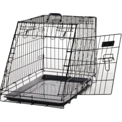 PawHut Cage De Transport Pour Chien Taille L Dim. 76L X 48l X 55H Cm Métal Noir