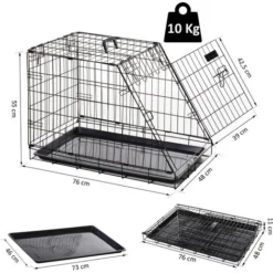 PawHut Cage De Transport Pour Chien Taille L Dim. 76L X 48l X 55H Cm Métal Noir 8 PawHut Cage De Transport Pour Chien Taille L Dim. 76L X 48l X 55H Cm Métal Noir -Promos Patto Chou Boutique 16740534 4