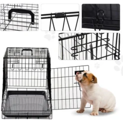 PawHut Cage De Transport Pour Chien Taille L Dim. 76L X 48l X 55H Cm Métal Noir 9 PawHut Cage De Transport Pour Chien Taille L Dim. 76L X 48l X 55H Cm Métal Noir -Promos Patto Chou Boutique 16740534 5