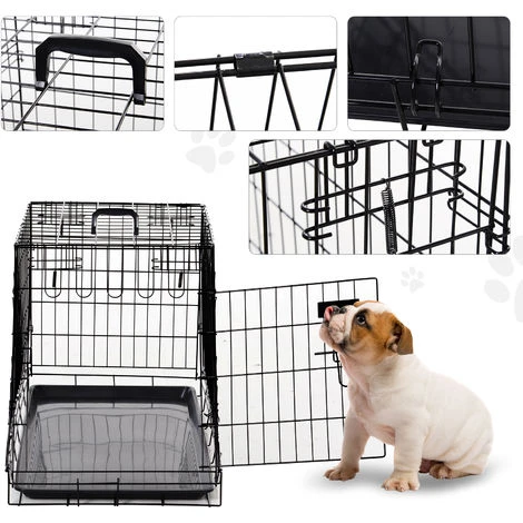 PawHut Cage De Transport Pour Chien Taille L Dim. 76L X 48l X 55H Cm Métal Noir 5 PawHut Cage De Transport Pour Chien Taille L Dim. 76L X 48l X 55H Cm Métal Noir – Image 5