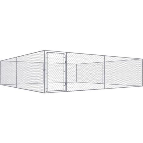 Chenil Extérieur Pour Chiens Acier Galvanisé 4x4x1 M VidaXL 1 Chenil Extérieur Pour Chiens Acier Galvanisé 4x4x1 M VidaXL