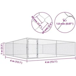 Chenil Extérieur Pour Chiens Acier Galvanisé 4x4x1 M VidaXL 9 Chenil Extérieur Pour Chiens Acier Galvanisé 4x4x1 M VidaXL -Promos Patto Chou Boutique 17375352 5