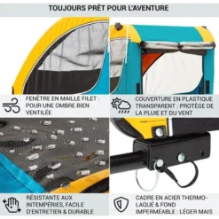 Husky Race Remorque Pour Chien 282 L 40 Kg Toile Oxford 600D Bleue -Promos Patto Chou Boutique 17575385 5