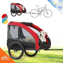 Husky Race Remorque Pour Chien 282 L 40 Kg Toile Oxford 600D Rouge