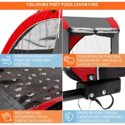 Husky Race Remorque Pour Chien 282 L 40 Kg Toile Oxford 600D Rouge -Promos Patto Chou Boutique 17575393 5