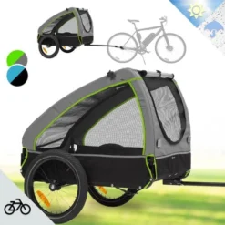 Husky Remorque à Vélo Pour Chien Env. 250 L Toile Oxford 600D Verte