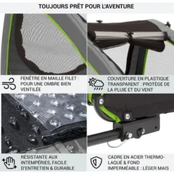 Husky Remorque à Vélo Pour Chien Env. 250 L Toile Oxford 600D Verte -Promos Patto Chou Boutique 18677191 5