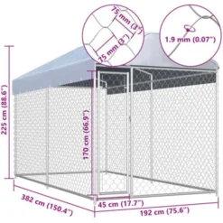 Chenil D'extérieur Avec Toit Pour Chiens 382x192x225 Cm VidaXL 7 Chenil D'extérieur Avec Toit Pour Chiens 382x192x225 Cm VidaXL -Promos Patto Chou Boutique 18753800 4