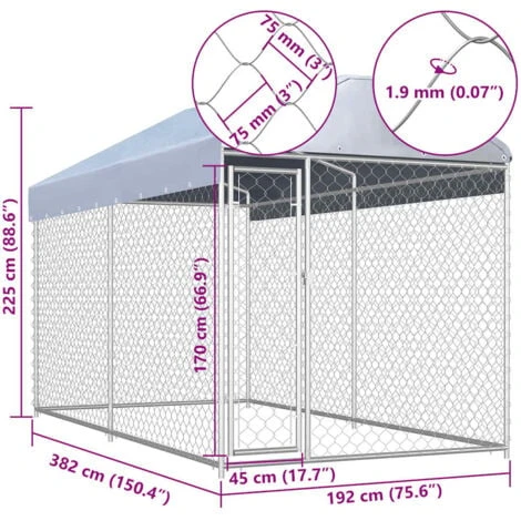 Chenil D'extérieur Avec Toit Pour Chiens 382x192x225 Cm VidaXL 4 Chenil D'extérieur Avec Toit Pour Chiens 382x192x225 Cm VidaXL – Image 4