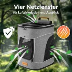 Cadoca Sac à Dos Pour Animaux Domestiques 12 KG Avec Poches Latérales Laisse Incluse Sac De Transport Chien Chat Rongeur Gris -Promos Patto Chou Boutique 19190279 3