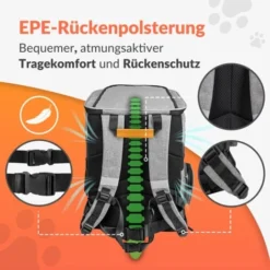 Cadoca Sac à Dos Pour Animaux Domestiques 12 KG Avec Poches Latérales Laisse Incluse Sac De Transport Chien Chat Rongeur Gris -Promos Patto Chou Boutique 19190279 4