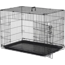 PawHut Cage Caisse De Transport Pliante Pour Chien En Métal Noir 91 X 61 X 67 Cm