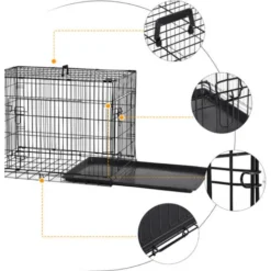 PawHut Cage Caisse De Transport Pliante Pour Chien En Métal Noir 91 X 61 X 67 Cm -Promos Patto Chou Boutique 1933128 3