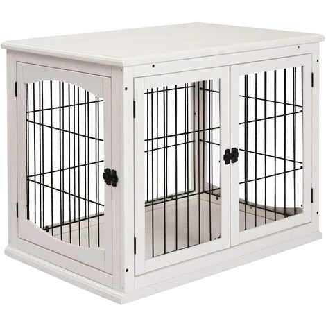 PawHut Cage Pour Chien Animaux Cage En Bois MDF Classe E1 3 Portes Verrouillables Max. 30 Kg Dim. 81L X 58l X 66H Cm Blanc Noir 1 PawHut Cage Pour Chien Animaux Cage En Bois MDF Classe E1 3 Portes Verrouillables Max. 30 Kg Dim. 81L X 58l X 66H Cm Blanc Noir