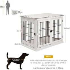 PawHut Cage Pour Chien Animaux Cage En Bois MDF Classe E1 3 Portes Verrouillables Max. 30 Kg Dim. 81L X 58l X 66H Cm Blanc Noir 7 PawHut Cage Pour Chien Animaux Cage En Bois MDF Classe E1 3 Portes Verrouillables Max. 30 Kg Dim. 81L X 58l X 66H Cm Blanc Noir -Promos Patto Chou Boutique 20066540 3