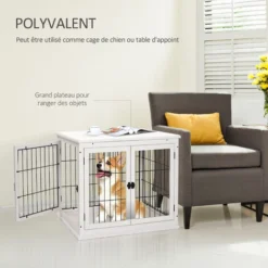 PawHut Cage Pour Chien Animaux Cage En Bois MDF Classe E1 3 Portes Verrouillables Max. 30 Kg Dim. 81L X 58l X 66H Cm Blanc Noir 9 PawHut Cage Pour Chien Animaux Cage En Bois MDF Classe E1 3 Portes Verrouillables Max. 30 Kg Dim. 81L X 58l X 66H Cm Blanc Noir -Promos Patto Chou Boutique 20066540 5