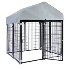 Chenil Avec Toiture 121x121x137cm Enclos Extérieur Pour Chien Cage Niche Protection Solaire Outdoor