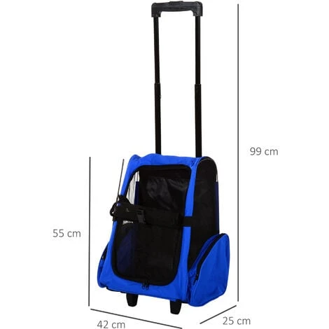 PawHut 2 En 1 Trolley Chariot Sac à Dos Sac De Transport à Roulettes Pour Chien Chat 3 PawHut 2 En 1 Trolley Chariot Sac à Dos Sac De Transport à Roulettes Pour Chien Chat – Image 3