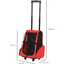 PawHut 2 En 1 Trolley Chariot Sac A Dos Sac De Transport A Roulettes Pour Chien Chat -Promos Patto Chou Boutique 2200826 3