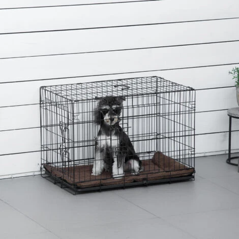 PawHut Cage De Transport Pliante Pour Chien Poignée, Plateau Amovible, Coussin Fourni 76 X 53 X 57 Cm Noir 2 PawHut Cage De Transport Pliante Pour Chien Poignée, Plateau Amovible, Coussin Fourni 76 X 53 X 57 Cm Noir – Image 2