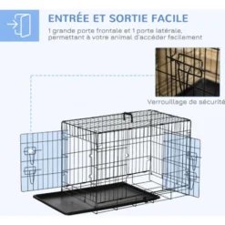 PawHut Cage De Transport Pliante Pour Chien Poignée, Plateau Amovible, Coussin Fourni 76 X 53 X 57 Cm Noir 9 PawHut Cage De Transport Pliante Pour Chien Poignée, Plateau Amovible, Coussin Fourni 76 X 53 X 57 Cm Noir -Promos Patto Chou Boutique 2320371 5