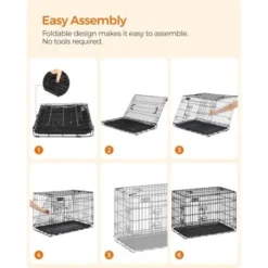 Songmics Cage Pour Chien Pliable Avec 2 Portes, Plateau Amovible, 107 X 70 X 77,5 Cm, Taille XL, Noir -Promos Patto Chou Boutique 23734227 3