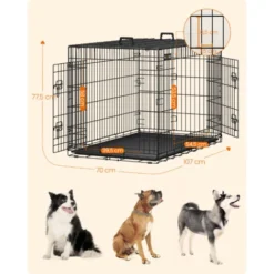 Songmics Cage Pour Chien Pliable Avec 2 Portes, Plateau Amovible, 107 X 70 X 77,5 Cm, Taille XL, Noir -Promos Patto Chou Boutique 23734227 5