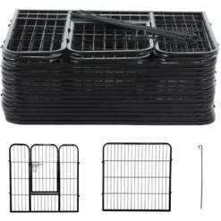 Yaheetech 16 Panneaux Parc Enclos Pour Chien Chiot Lapin Rongeur 80 Cm L X 60 Cm H Clôture Extérieur Canard En Métal Pliable Sans Toit -Promos Patto Chou Boutique 24933299 4