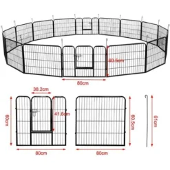 Yaheetech 16 Panneaux Parc Enclos Pour Chien Chiot Lapin Rongeur 80 Cm L X 60 Cm H Clôture Extérieur Canard En Métal Pliable Sans Toit -Promos Patto Chou Boutique 24933299 5