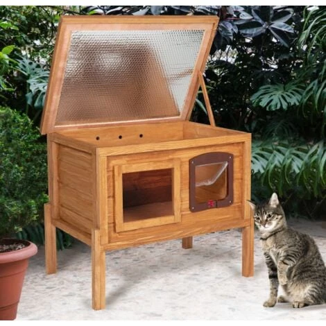 Niche Autochauffante En Bois Pour Chat Avec Porte Et Fenêtre 2 Niche Autochauffante En Bois Pour Chat Avec Porte Et Fenêtre – Image 2