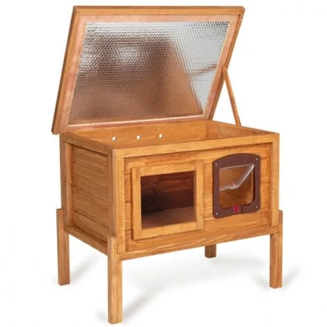 Niche Autochauffante En Bois Pour Chat Avec Porte Et Fenêtre 3 Niche Autochauffante En Bois Pour Chat Avec Porte Et Fenêtre – Image 3
